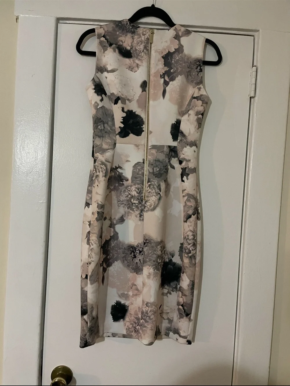 Calvin Klein Neutral Floral Midi Sheath Dress size 4